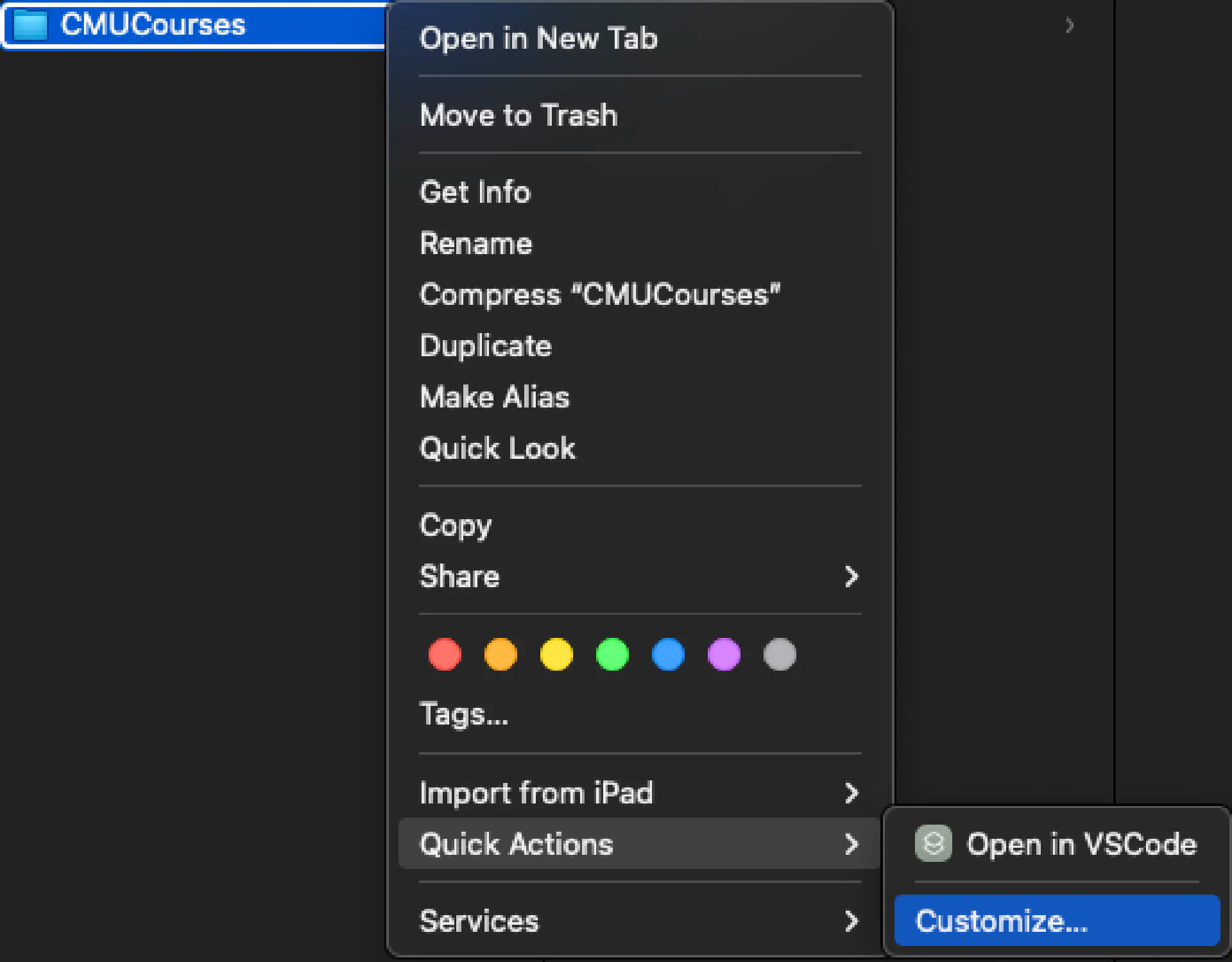 Windows right-click context menu showing Open with Code option