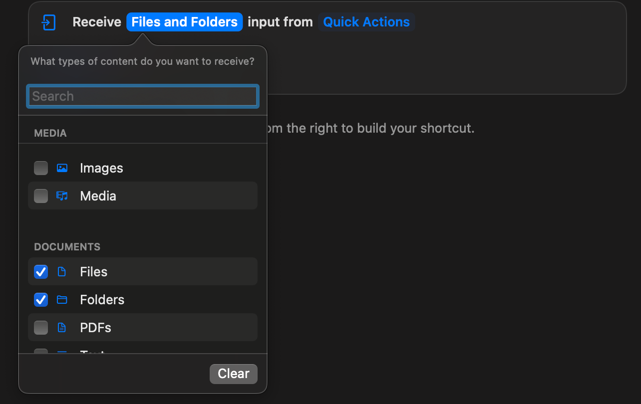 Action Library with shell script search results